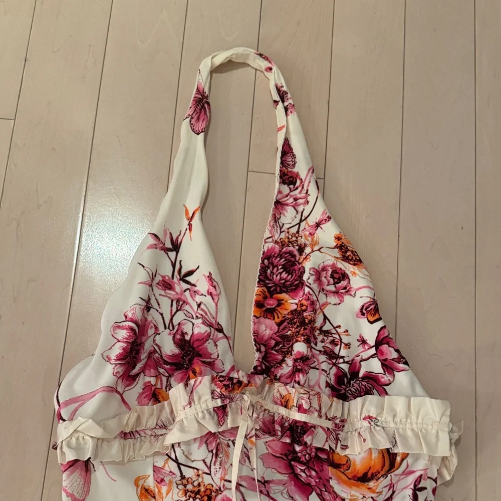 Roberto Cavalli Floral Halter Neck Dress - White and Pink Size XL - Picture 2 of 10